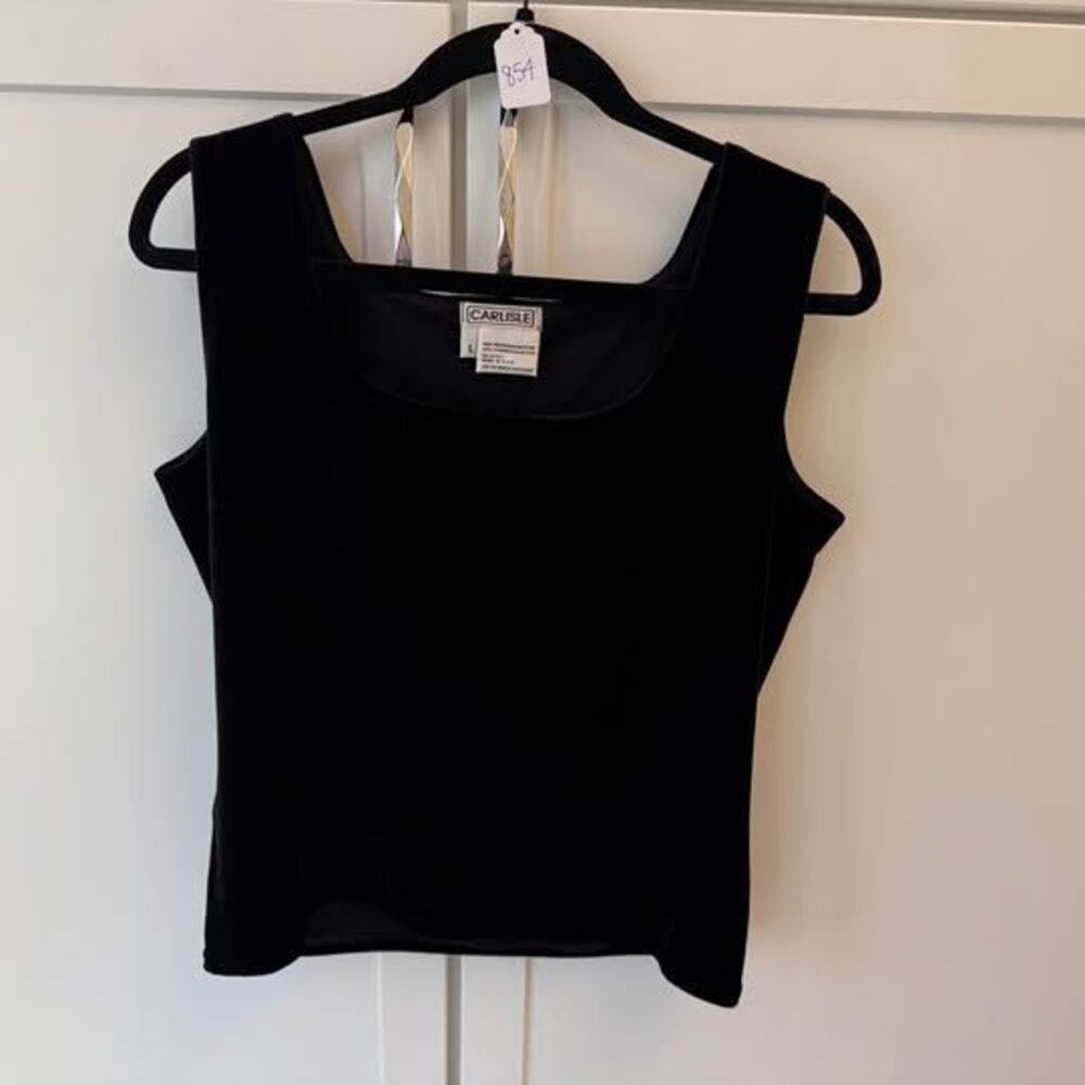 Carlisle Black Velvet Tank Top